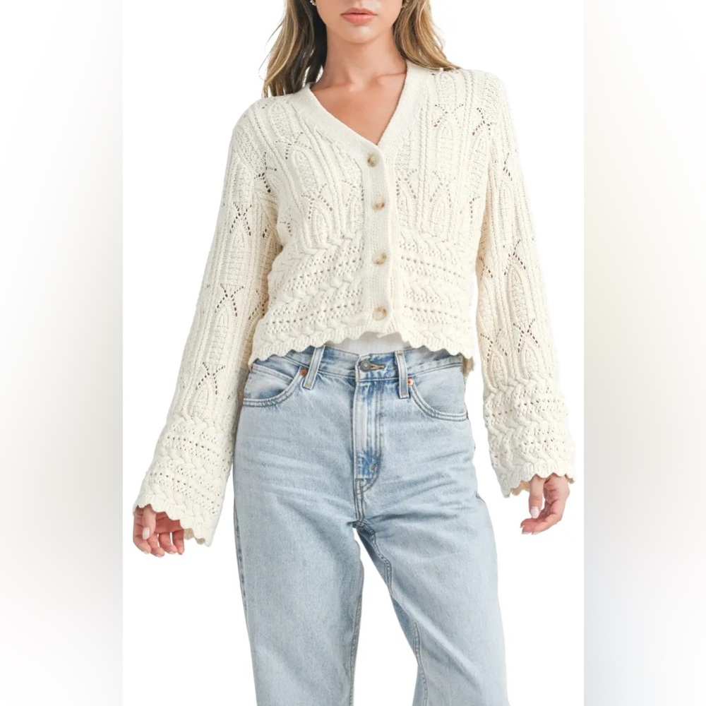 All in Favor Open Stitch Cardigan Sweater